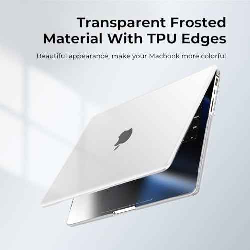 BlueSwan Anti-Cracking Hard Shell Case Compatible with MacBook Pro 14-inch M5 2025 2024-2021 Release M4 M3 M2 M1 Pro/Max Chip, Anti-Fingerprint Soft TPU Bumper, Frosted White