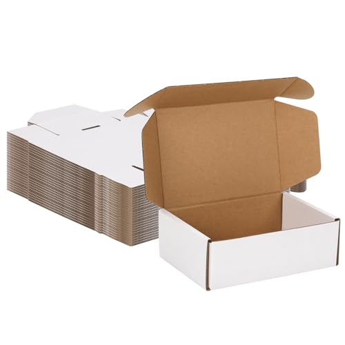 White 6x4x2 Inch Shipping Boxes Pack of 50 - Corrugated Cardboard Mailers