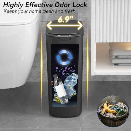 5 Gallon Motion Sensor Bathroom Automatic Trash Can with Lid (5 Gallon Black)
