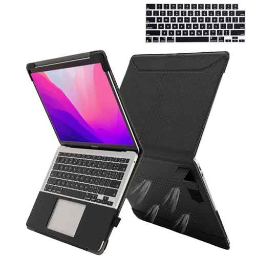 TYTX Compatible with MacBook Pro 14 Inch Case, PU Leather MacBook Case with Vents and Stand for 2021-2025 Release M5 A3434 M4 A3112 A3185 A3401 A2918 A2992 A2779 A2442, Black