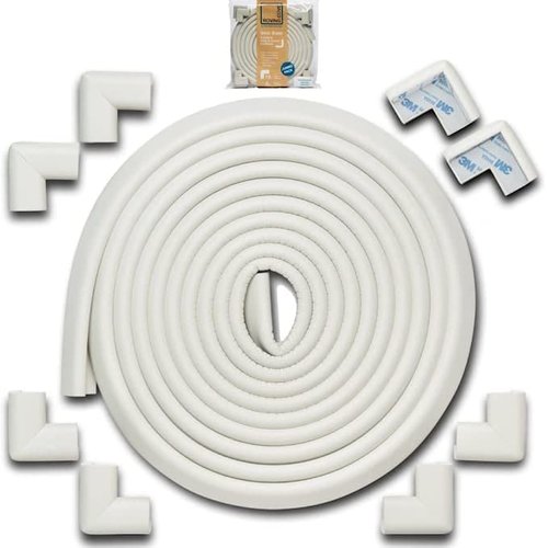 Bundle & Save - Roving Cove Edge Corner Guards (18ft Edge 8 Corners, Oyster White) + 3M Double-Sided Replacement Tape (#9448A) - 36 feet (0.67in Wide)