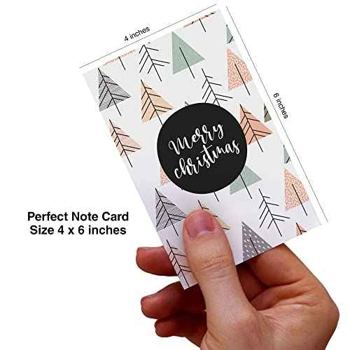Dessie 100 Unique Modern Christmas Cards with Envelopes and Matching Sealing Stickers. Happy Holiday Cards with Short Greetings Inside. Bulk Christmas Cards Boxed with Envelopes