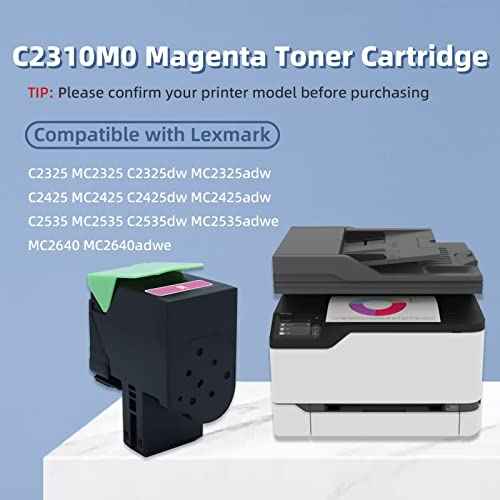 C2310M0 Toner Cartridge Magenta Replacement for lexmark C2325 C2325dw C2425 C2425dw C2535 C2535dw MC2325 MC2325adw MC2425 MC2425adw MC2535 MC2535adwe MC2640 MC2640adwe Printer, 1000 Page Yield