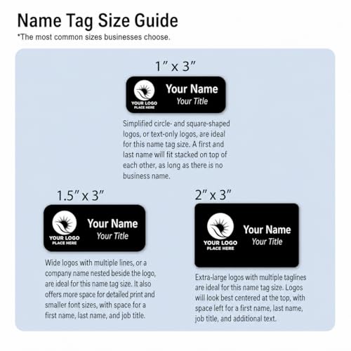 Custom Name Tag Badge, Rounded 1x3 with Logo, Magnet/Pin Backing, 2 Lines