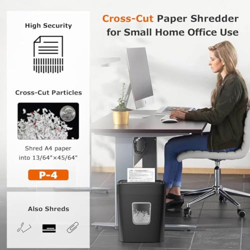 Bonsaii 9-Sheet Crosscut Paper Shredder Black P-4 Security Level for Home Use