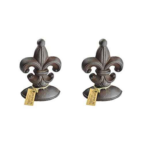 Lulu Decor, Cast Iron Fleur De Lis Door Stop, 2 Lbs, Antique Brown Door Stopper (Set of 2)