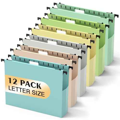 Extra Capacity Plastic Hanging File Folders,12 Pack Reinforced Hang Folder,Heavy Duty 2 Inch Expansion,Filing Cabinet Folders Letter Size for Bulk Files/Medical Charts (Morandi Colors)