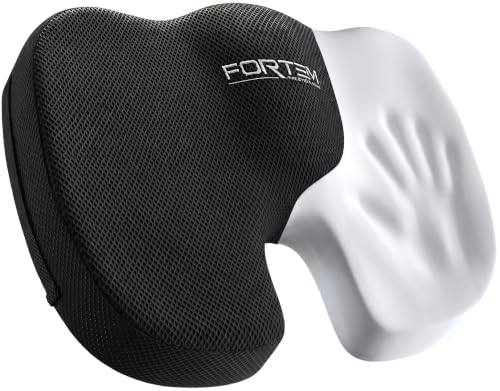 FORTEM Black Medium Tailbone Cushioned Seat Cushion for Office Chair – Sciatica Pain Relief