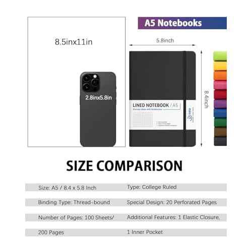 Dynta Hardcover Journals Bulk, 10 Packs A5 Lined Notebooks for Writing 200 Pages/100Sheets, 8.4 x 5.8 inch, 10 Colors Classic Ruled Notebook for Work/Note Taking/College