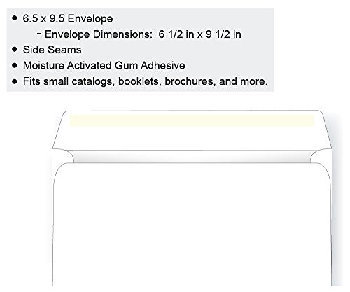 6.5 x 9.5 Booklet Envelope - White Large Envelopes for Catalogs & Announcements, Box of 1000