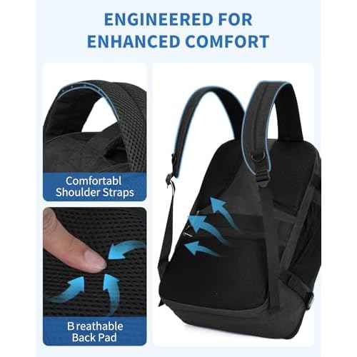 WANDF Travel Backpack For Spirit Airlines Personal Item Bag 18x14x8 with Wet Pocket, 17 Inch Laptop Backpack for Men Women£¨Black£©