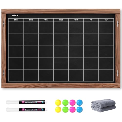Chezerra 24x16 Magnetic Chalkboard Calendar Wall Organizer with Markers