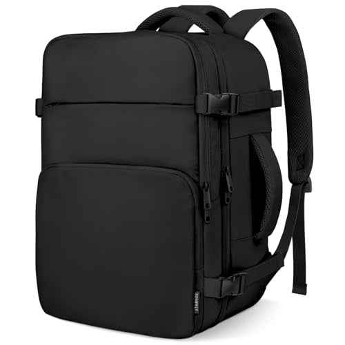 ZOMFELT Travel Backpack for Men, Carry on Backpack, TSA 17.3 inch Laptop Backpack Flight Approved, Personal Item Travel Bag Nurse Bag Casual Daypack for Weekender Business Trip, Black