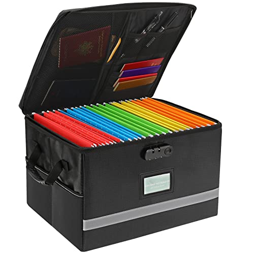 EXLIFBAG Black Fireproof File Organizer with Lock, 1 Layer - Safe Document Storage