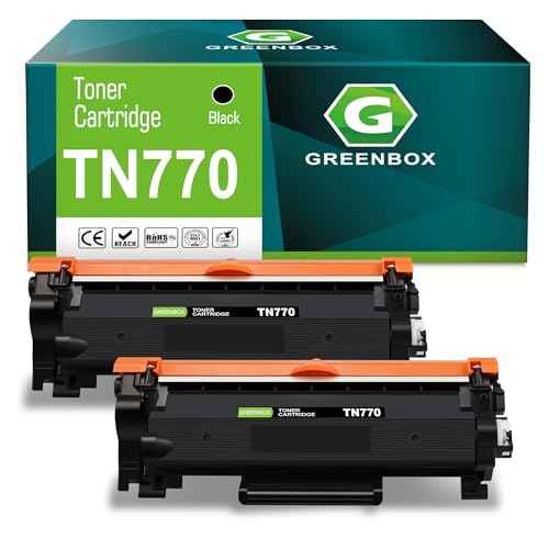 GREENBOX TN770 Black Toner Cartridge High Yield Replcement for Brother TN-770 TN770 Toner Cartridge for MFC-L2750DWXL MFC-L2750DW HL-L2370DW HL-L2370DWXL Printer, 2-Pack, 4,500 Pages