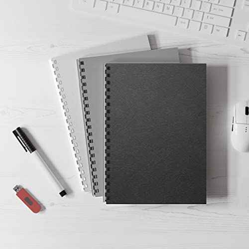 Binditek 100 Pack 16 Mil Leather-Textured Heavyduty Polycovers, Plastic Binding Presentation Covers, Letter Size, 8-1/2 x 11", Square Corners, Un-Punched, Black