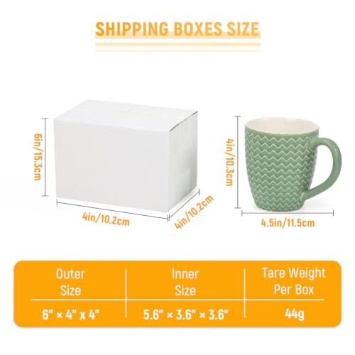 PETAFLOP 6x4x4 Shipping Boxes 50 Pack White Kraft Corrugated Mailer for Small Business