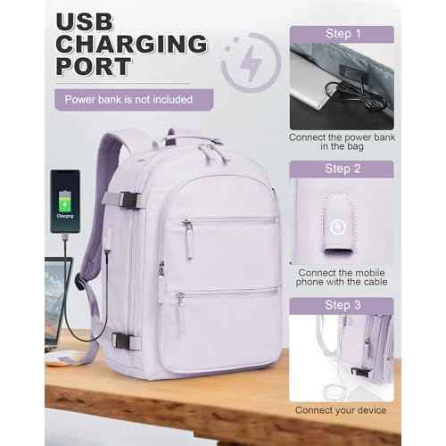 VGCUB Small Vacuum Backpack Travel with Electric Pump Vacpack System Storage Compression Waterproof College Bags Casual Daypack Carry on Backpacks for Women Men with USB Charging Port Pink Purple