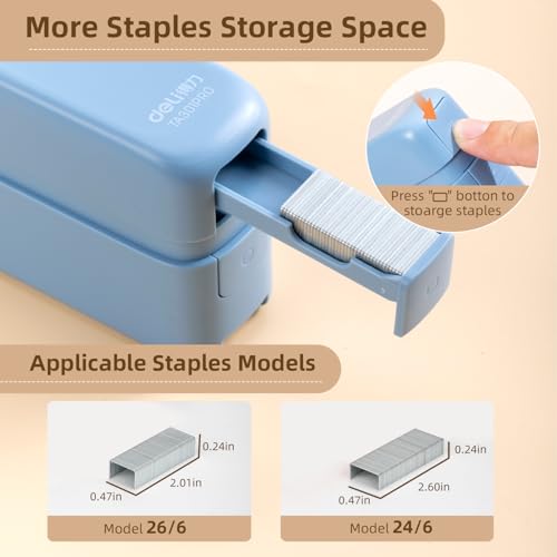 deli Stapler, Desktop Staplers with Integrated Staple Remover, 45 Sheet Capacity Office Stapler, Blue