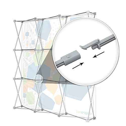 Vispronet 9.8ft x 7.4ft Pop-Up Tension Fabric Trade Show Display Booth Frames with White Fabric and Carrying Case ? Flame Retardant, Premium Polyester Fabric