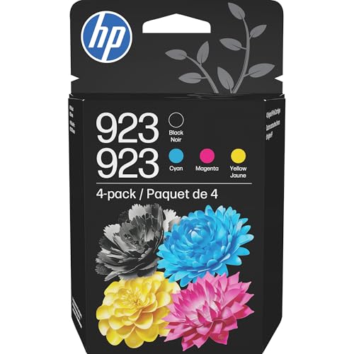 HP 923 Ink Cartridges 4-Pack for OfficeJet 8120, Pro 8130 Series - Black, Cyan, Magenta, Yellow (Variation 4)