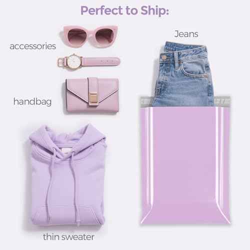 Fuxury Poly Mailers 10x13 Inch 100 Pcs, Heavy Duty Shipping Bags for Clothing, Strong Adhesive Shipping Envelopes for Small Business, Self Seal Mailers Poly Bags Mailing Envelopes Purple