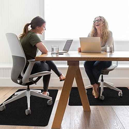 Sycoodeal Office Chair Mat for Hardwood Floor,Office Computer Gaming Chair Mat for Tile Floor,Large Floor Protector Rug,Anti-Slip,Easy to Clean,Pure Black(48"x60")