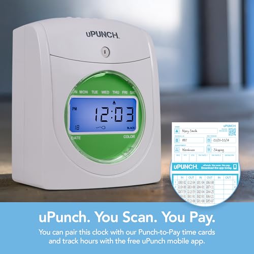 uPunch HN1500 Employee Time Clock System Bundle with 100 Cards & Ribbon
