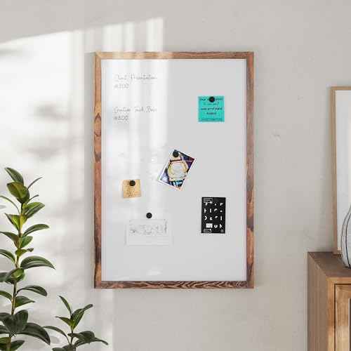 Flash Furniture Bristol Wall Mount White Board, Included Dry Erase Marker, 4 Magnets, Eraser, Commercial Grade for Home or Business, 24" x 36", Torched Brown