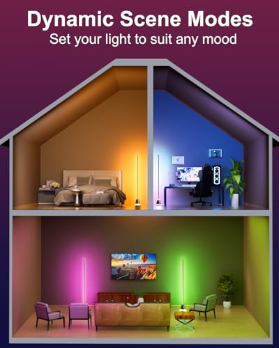 Keepsmile Black RGB Corner Floor Lamp with App, Remote & Music Sync, 172 LEDs