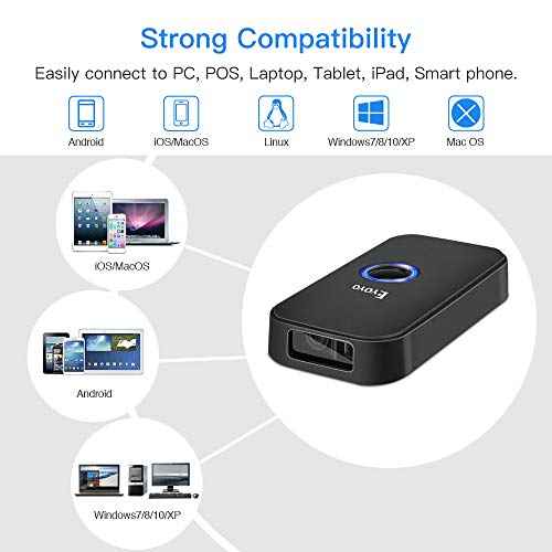 Eyoyo Mini Bluetooth Barcode Scanner: Portable Wireless & USB Wired 1D Bar Code Reader for Book Library Inventory - Fast CCD Screen Scanning Compatible with iPad, iPhone, Android Phones, Tablets PC