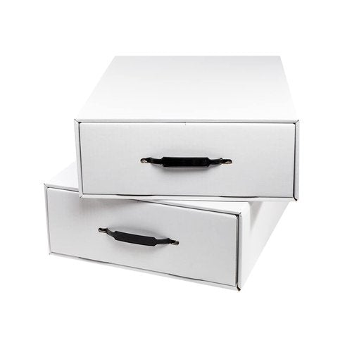 APOTHECARY PRODUCTS Single File Organizer & Drawer, Storage for Paper, Files, Prescriptions, 2 Compartments, White, 13 1/2" x 5" x 17 1/4", Made in the USA