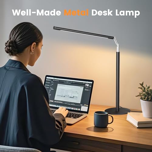 SIBRILLE Black Metal Dimmable LED Desk Lamp - 16-inch Adjustable Brightness & Color