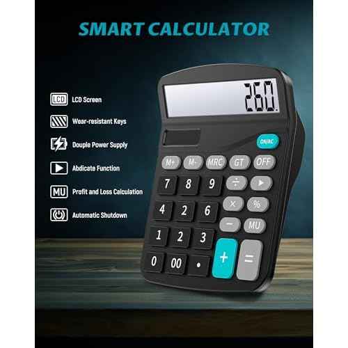 Lichamp Desk Calculators with Big Buttons and Large Display, Office Desktop Calculator Basic 12 Digit with Solar Power and AA Battery (Included), 10 Bulk Pack
