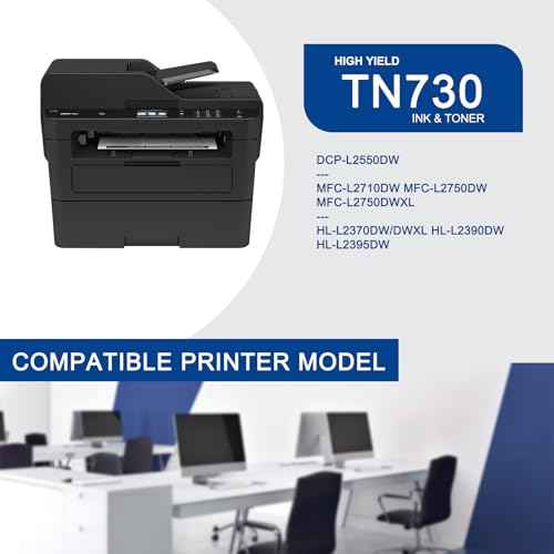 TN730 Toner Cartridge Compatible 1 Pack TN-730 Black Replacement for Brother TN730 TN-730 for Brother DCP-L2550DW MFC-L2710DW L2750DW L2750DWXL HL-L2350DW L2370DW L2370DWXL L2390DW L2395DW Printer