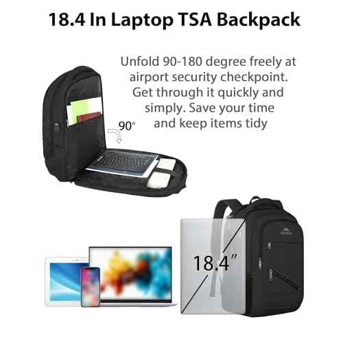 MATEIN 18.4 Inch Laptop Backpack 50 L, Extra Large Anti Theft Carryon Backpack TSA Approved, Work Business Bag with Multiple Compartments & Luggage Strap for Travel, Gifts for Men Women, Black