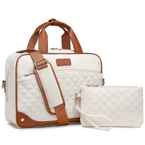 Leather Laptop Briefcase for Women 15.6 Inch Laptop Work Bag Waterproof Computer Bag for Women with Clutch Purse