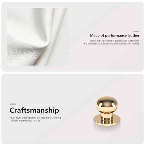 Office Desk Accessories,Beige White Vegan Leather Office Organizer with 1 Drawer & Tray,Pen Holder with Gold-Tone Metal Accents Knob for End Tables,Bedside Table,Bedroom.