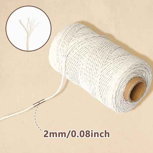 328Ft Butchers Twine ? 100% Natural Cotton Kitchen String, Oven Safe for Tying Meat, Roasting, Trussing Turkey, Baking, Grilling ? Food Grade for Cooking, Crafts, and Gift Wrapping
