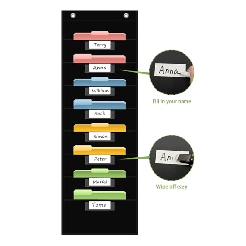 ANCOMEDO 8 Pockets File Storage Pocket Chart - Wall Organizer for Office & Classroom