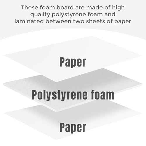 Frametory, 12x16 White Foam core Boards, 3/16'' Thick Polystyrene Poster Board for Signboards, Art Display and DIY Projects - Pack of 10