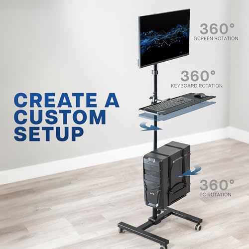 VIVO Mobile Computer Cart with Monitor Mount for 17–32 in Screens