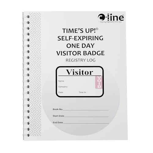 C-Line Times Up! Self-Expiring Visitor Badge with Registry Log, 150 24-Hour Badges (97009)