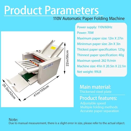Automatic Paper Folding Machine with 4 Trays - Electric Office Folder