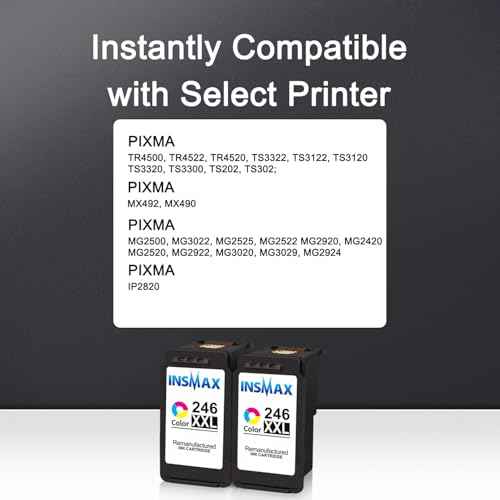 CL-246XL Color Ink Cartridge Remanufactured for Canon 246XL 246 CL-246 Ink for PIXMA MX490 MX492 TS3100 TS3122 TS3300 TS3322 TS3320 MG2522 TR4520 TR4522 TR4500 Printer (2 Tri-Color)