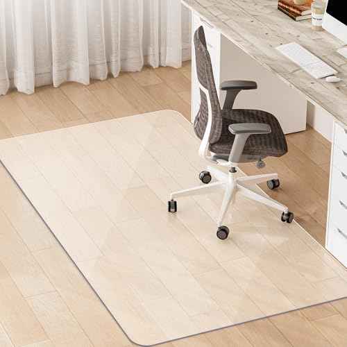 Office Chair Mat for Hardwood Floor, 48" x 30" Transparent Floor Mats Wood/Tile Protection Mat for Office & Home, 0.08" Thick Heavy Duty Desk Chair Mats, Smooth Glide for Rolling Chairs
