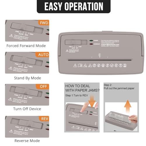 Suntiko Compact 5-Page Cross Cut Shredder - White & Brown Home Office Security