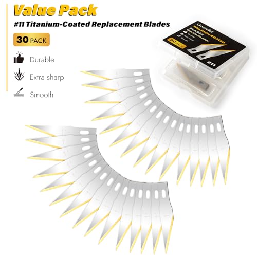 Gomake #11 Titanium Coated Exacto Knife Blades - 30 Pack for Precision Crafting