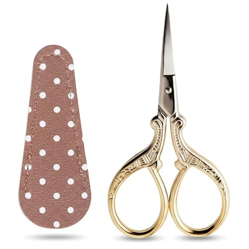 BIHRTC Vintage Crochet Scissors 3.6 Inch Gold Embroidery Handcraft Tool