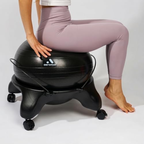 Aeromat Adjustable Active Sitting Exercise Ball Chair with Spine Support